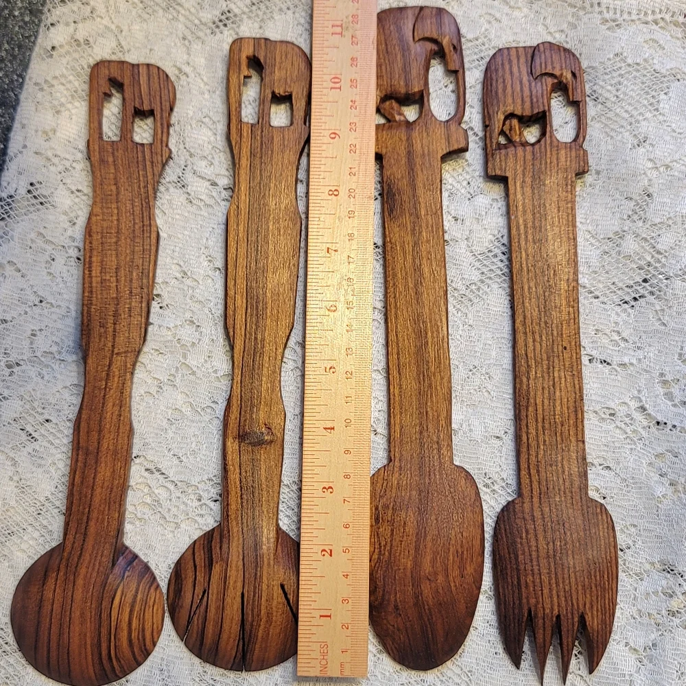 Vintage Elephant MCM Salad Servers 2 Sets